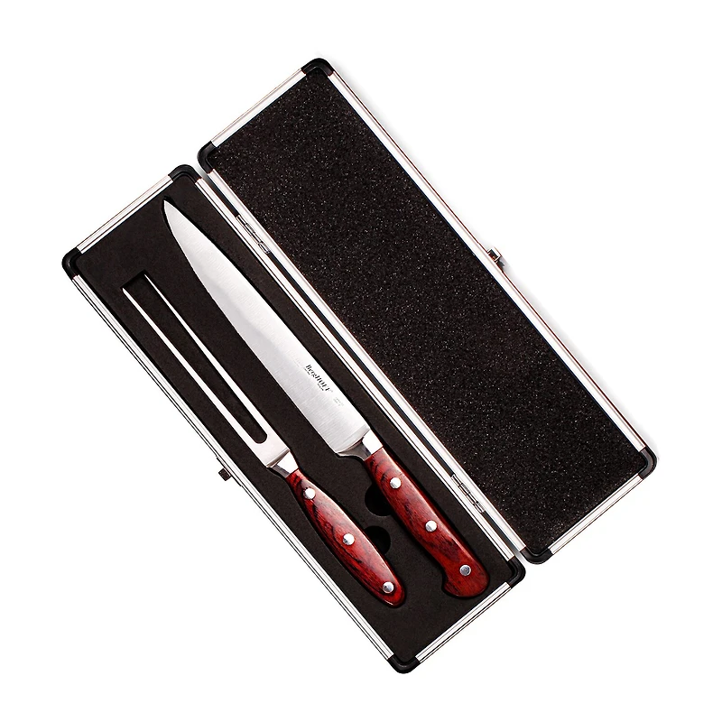 BergHOFF Pakka Wood Stainless Steel 15-pc. Carving Knife Set with Case