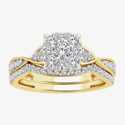 Womens 3/4 CT. T.W. Natural White Diamond 10K Gold Bridal Set