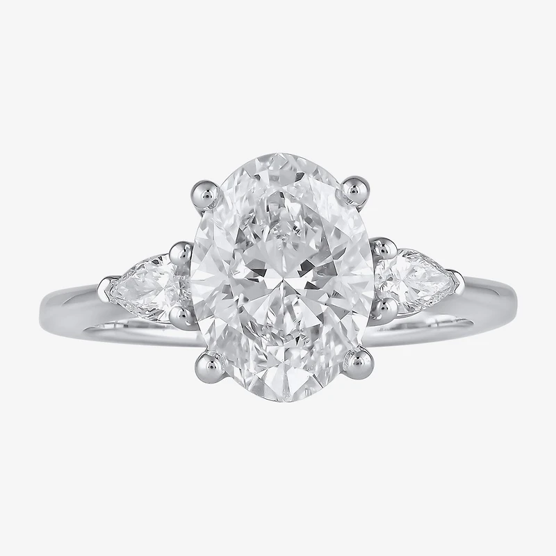 Love Lives Forever (G / I1) Womens 1 1/5 CT. T.W. Lab Grown White Diamond 10K Gold Oval 3-Stone Engagement Ring