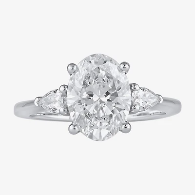 Love Lives Forever (G / I1) Womens 1 1/5 CT. T.W. Lab Grown White Diamond 10K Gold Oval 3-Stone Engagement Ring