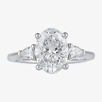 Love Lives Forever (G / I1) Womens 1 1/5 CT. T.W. Lab Grown White Diamond 10K Gold Oval 3-Stone Engagement Ring
