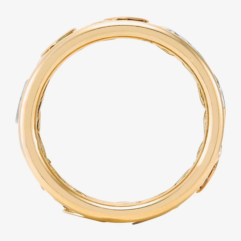 Womens 8.5MM 10K Tri-Color Gold Heart Round Band