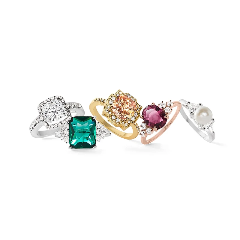 Sparkle Allure Womens Champagne Crystal 14K Gold Over Brass Cushion Halo Cocktail Ring