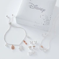 Disney Classics Womens Cubic Zirconia 14k Rose Gold Over Brass Pure Silver Over Brass Mickey Mouse Minnie Mouse 2-pc. Jewelry Set