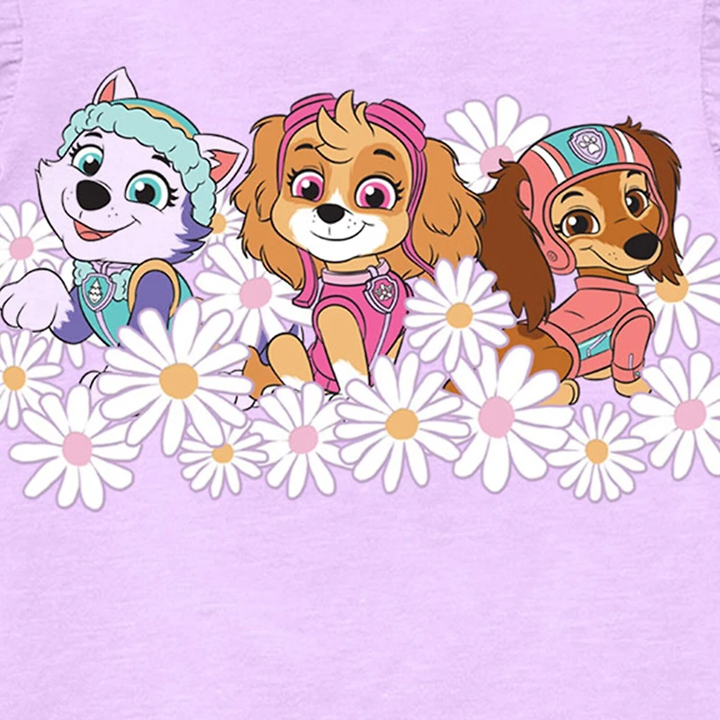 Toddler Girls Round Neck Sleeveless Regular Fit Paw Patrol Graphic T-Shirt