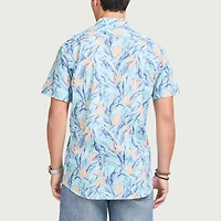 IZOD Dockside Chambray Mens Short Sleeve Regular Fit Button-Down Shirt