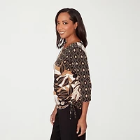Alfred Dunner Seville Womens Crew Neck 3/4 Sleeve T-Shirt