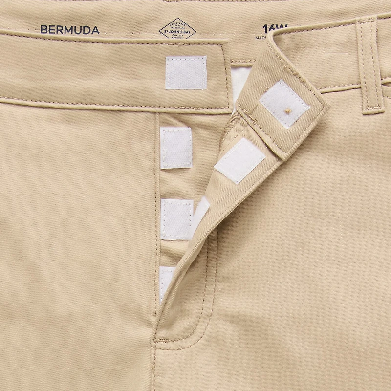 St. John's Bay Womens 11" Plus Easy-on + Easy-off Bermuda Short