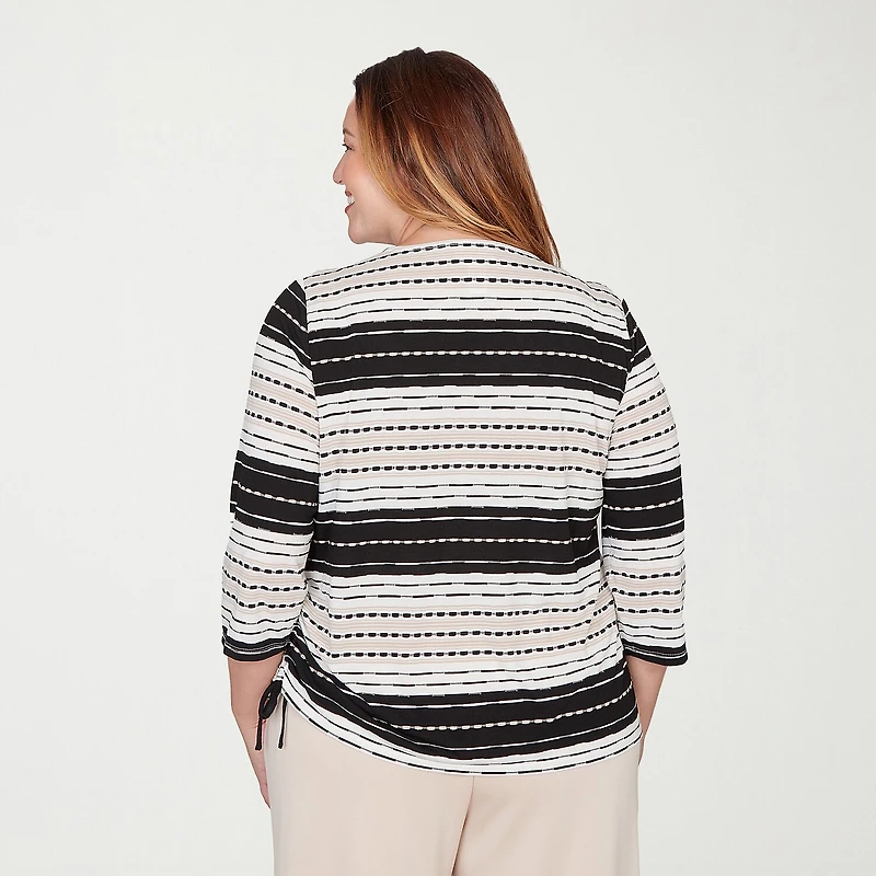 Alfred Dunner Seville Womens Plus Crew Neck 3/4 Sleeve T-Shirt