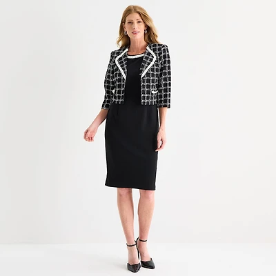 Maya Brooke Womens Grid Jacket Dress