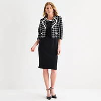 Maya Brooke Womens Grid Jacket Dress