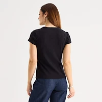 Liz Claiborne Womens Crew Neck Short Sleeve T-Shirt
