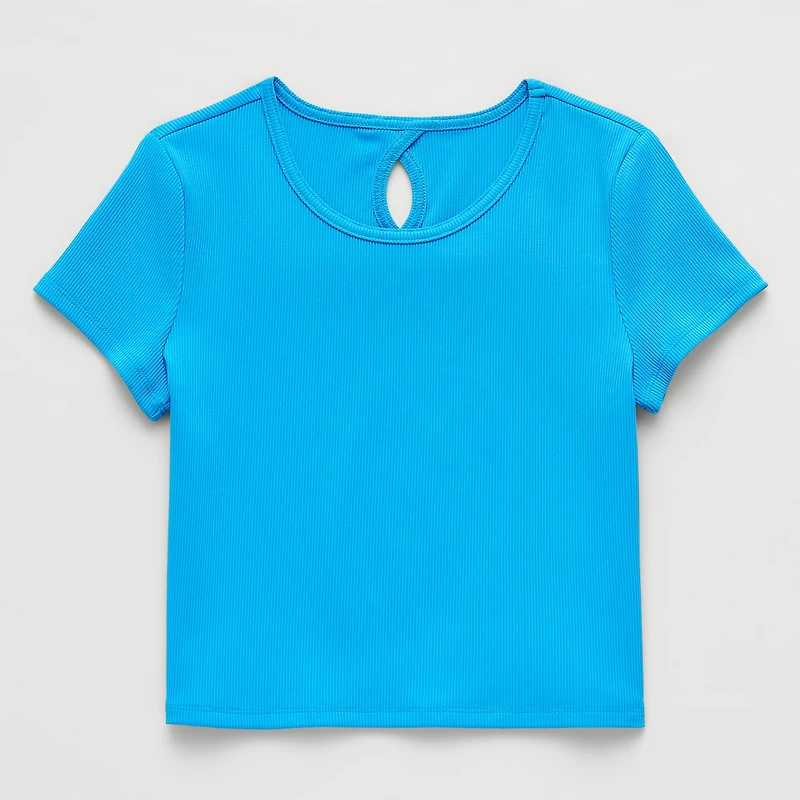 Xersion Rib Little & Big Kid Girls Scoop Neck Short Sleeve Active T-Shirt