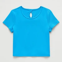 Xersion Rib Little & Big Kid Girls Scoop Neck Short Sleeve Active T-Shirt