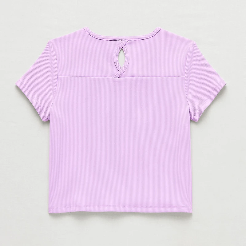 Xersion Rib Little & Big Kid Girls Scoop Neck Short Sleeve Active T-Shirt
