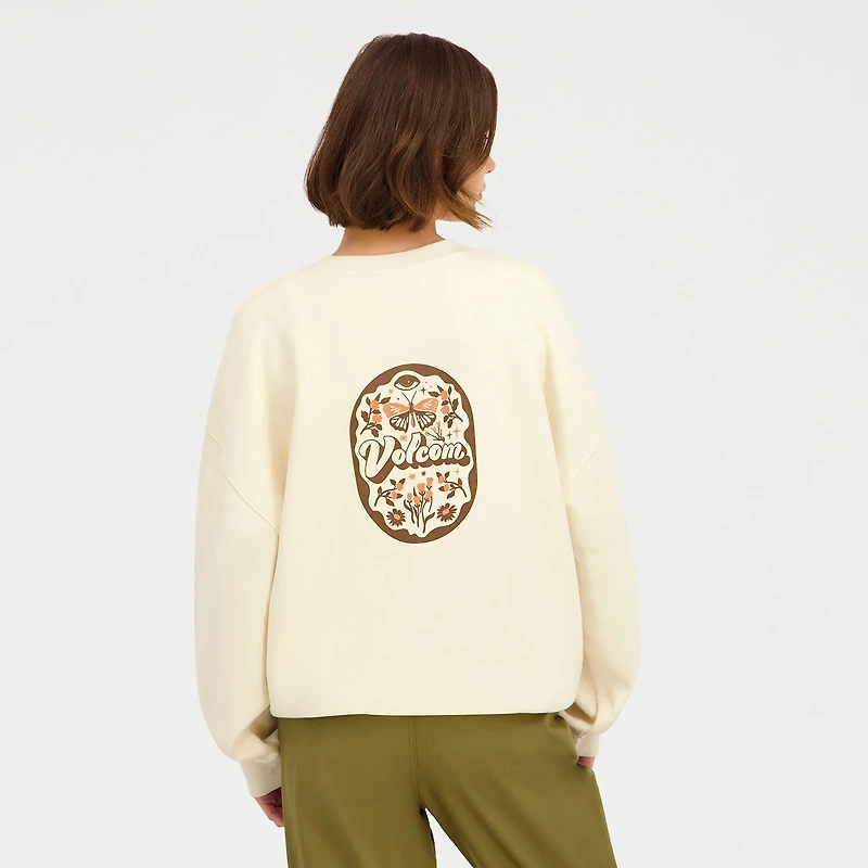 VOLCOM Womens Juniors Crew Neck Long Sleeve Sweatshirt