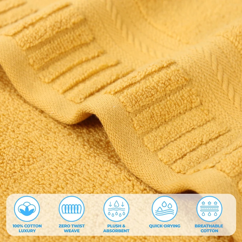 SUPERIOR® Venice Collection | 100% Cotton 3-pc. Quick Dry Solid Bath Towel Set
