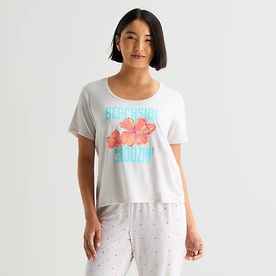 Sleep Chic Womens Crew Neck Short Sleeve Pajama Top