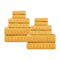 SUPERIOR® Zuma Collection | 100% Cotton 12-pc. Quick Dry Solid Bath Towel Set