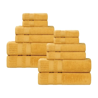 SUPERIOR® Venice Collection | 100% Cotton 12-pc. Quick Dry Solid Bath Towel Set