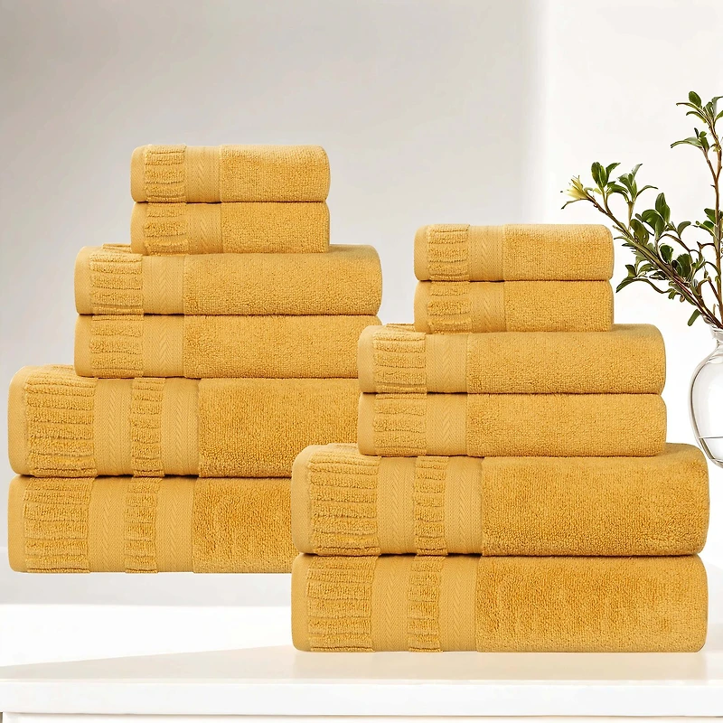 SUPERIOR® Venice Collection | 100% Cotton 12-pc. Quick Dry Solid Bath Towel Set
