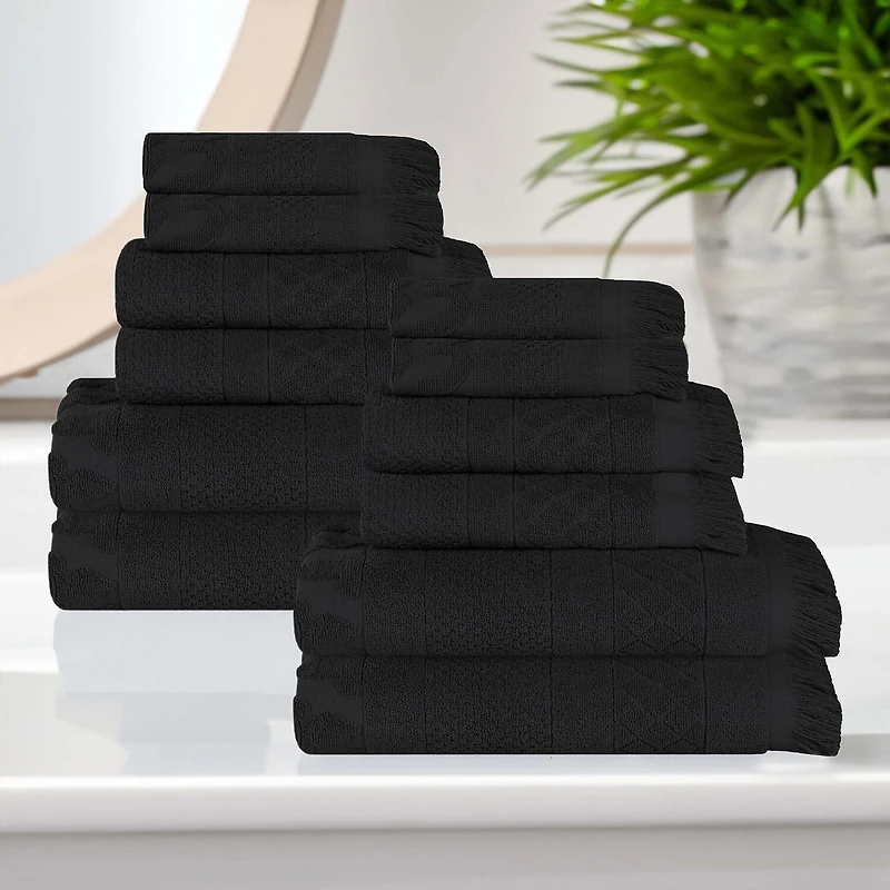 SUPERIOR® Rolla Collection | 100% Cotton 12-pc. Quick Dry Solid Bath Towel Set