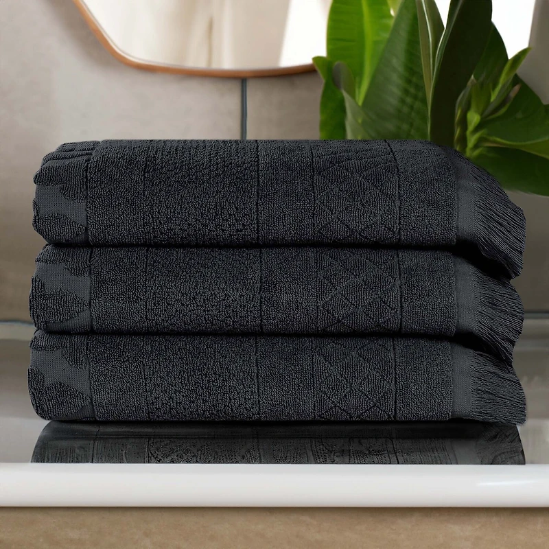 SUPERIOR® Rolla Collection | 100% Cotton 3-pc. Quick Dry Geometric Bath Towel