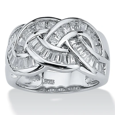 DiamonArt® Womens 1 3/4 CT. T.W. White Cubic Zirconia Platinum Over Silver Cocktail Ring