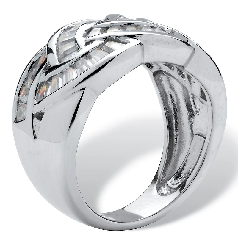 DiamonArt® Womens 1 3/4 CT. T.W. White Cubic Zirconia Platinum Over Silver Cocktail Ring