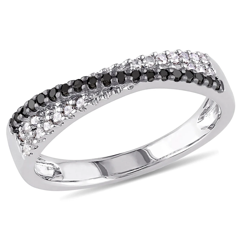 Midnight Black Womens 2.5MM 1/4 CT. T.W. Natural Diamond Sterling Silver Band