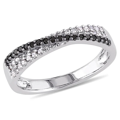 Midnight Black Womens 2.5MM 1/4 CT. T.W. Natural Diamond Sterling Silver Band