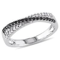 Midnight Black Womens 2.5MM 1/4 CT. T.W. Natural Diamond Sterling Silver Band