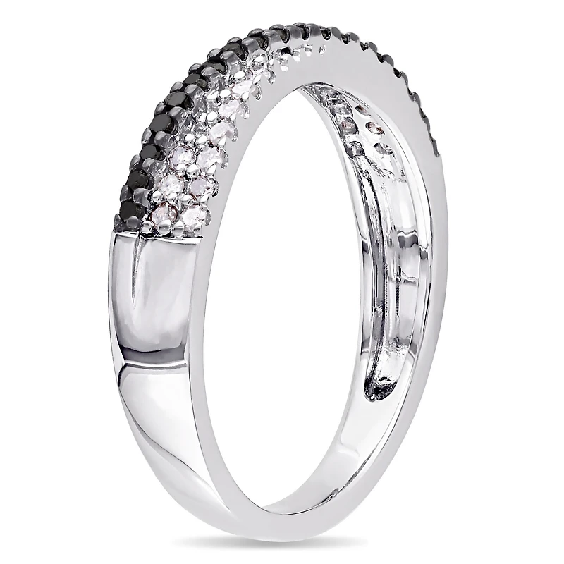 Midnight Black Womens 2.5MM 1/4 CT. T.W. Natural Diamond Sterling Silver Band