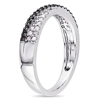 Midnight Black Womens 2.5MM 1/4 CT. T.W. Natural Diamond Sterling Silver Band