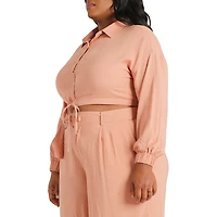 Poetic Justice Womens Plus Long Sleeve Crop Top