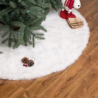 Glitzhome White Plush Indoor Tree Skirt