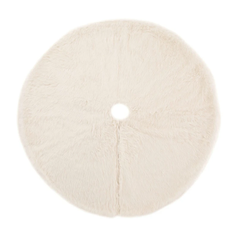 Glitzhome White Plush Indoor Tree Skirt