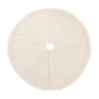 Glitzhome White Plush Indoor Tree Skirt