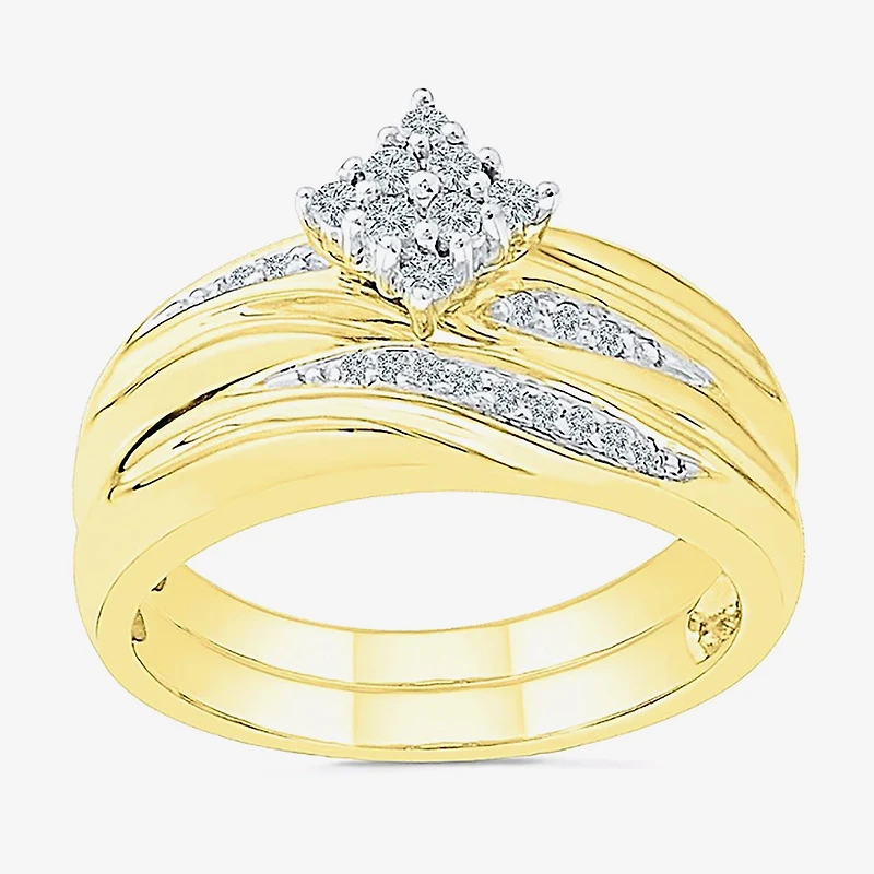 Womens 1/6 CT. T.W. Natural White Diamond 10K Gold Bridal Set