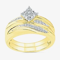 Womens 1/6 CT. T.W. Natural White Diamond 10K Gold Bridal Set