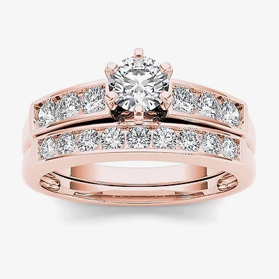 1 CT.T.W. Natural Diamond 14K Rose Gold Bridal Set
