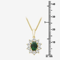 Womens Oval-cut Gemstone & 3/4 CT. T.W. Lab-Grown Diamond 10K Gold Pendant Necklace