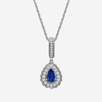 Womens Gemstone & 1/ CT. T.W. Natural Diamond 10K Gold Pear 18 Inch Pendant Necklace