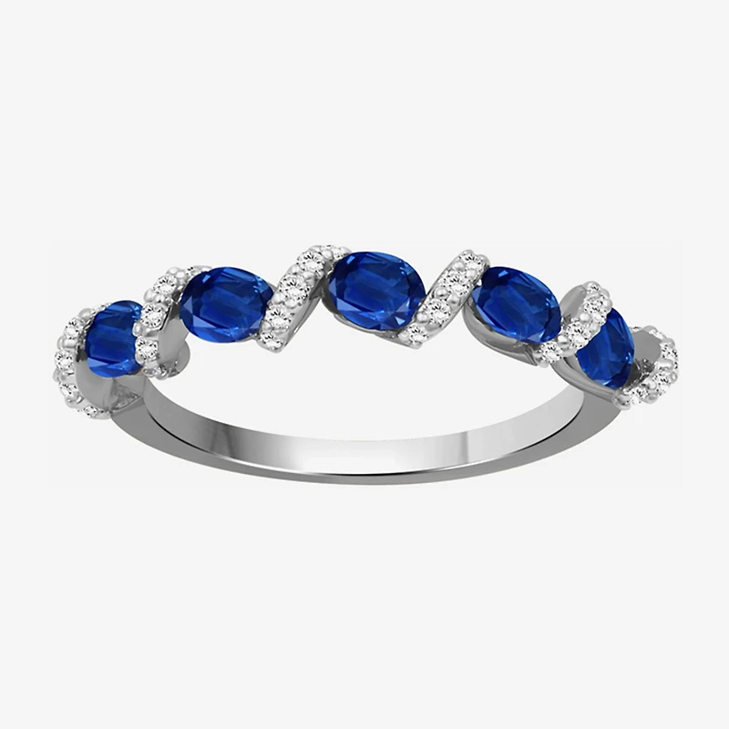 Womens Gemstone & 1/6 CT. T.W. Natural Diamond 10K Gold Oval Band