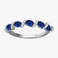 Womens Gemstone & 1/6 CT. T.W. Natural Diamond 10K Gold Oval Band