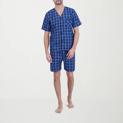 Hanes Mens V-Neck Short Sleeve 2-pc. Pajama Sets