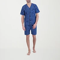 Hanes Mens V-Neck Short Sleeve 2-pc. Pajama Sets