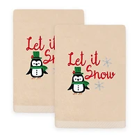 Linum Home Textiles Let It Snow Embroidered 2-pc. Hand Towel
