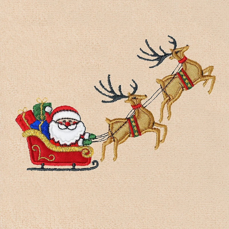 Linum Home Textiles Santas Sled Embroidered 2-pc. Hand Towel