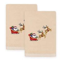 Linum Home Textiles Santas Sled Embroidered 2-pc. Hand Towel